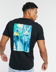 Черная футболка с принтом на спине Jack & Jones-Черный