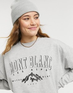 Серый меланжевый свитшот в стиле oversized с винтажным принтом в виде гор ASOS DESIGN