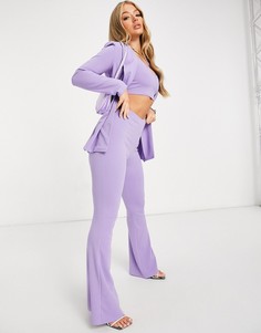Расклешенные трикотажные брюки сиреневого цвета ASOS DESIGN-Фиолетовый