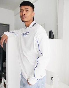 Oversized свитшот-поло с принтом ASOS DESIGN-Белый