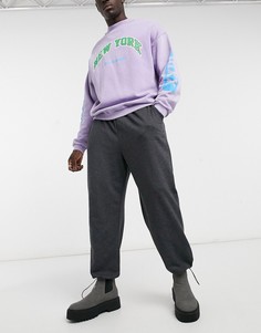 Темно-серые джоггеры в стиле super oversized с фиксаторами на манжетах ASOS DESIGN-Серый