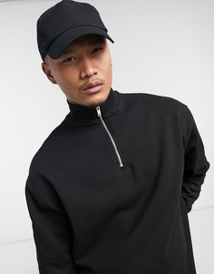 Черный oversized-свитшот на короткой молнии ASOS DESIGN-Черный цвет
