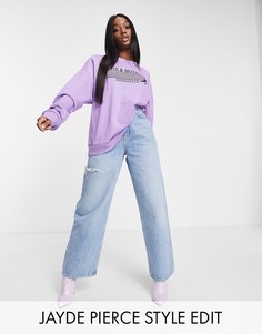 Выбеленные свободные джинсы в винтажном стиле с завышенной талией ASOS DESIGN-Голубой