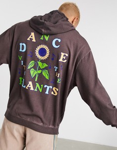 Худи в стиле oversized светло-коричневого выбеленного цвета с принтами ASOS DESIGN-Коричневый цвет
