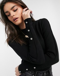 Темно-серый джемпер с длинными рукавами и структурированными плечами River Island