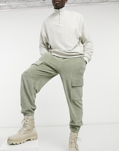 Махровые oversized-джоггеры от комплекта с карманами в стиле карго ASOS DESIGN-Зеленый цвет