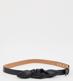 Черный ремень из искусственной кожи под джинсы с узлом My Accessories London Curve