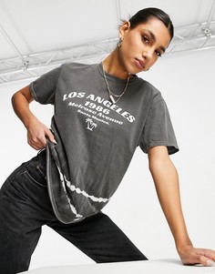 Футболка в стиле oversized с принтом Missguided-Серый