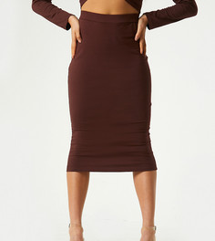 Эксклюзивная облегающая юбка миди шоколадного цвета Outrageous Fortune-Коричневый