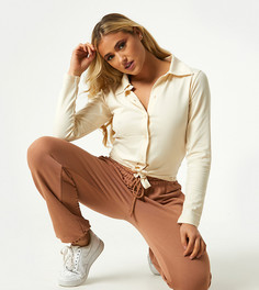 Эксклюзивная рубашка песочного цвета на пуговицах с завязкой Outrageous Fortune-Бежевый