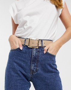 Бежевый ремень для джинсов с квадратной пряжкой ASOS DESIGN