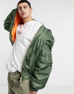 Куртка-бомбер цвета хаки с карманом MA1 Vintage Supply-Зеленый цвет