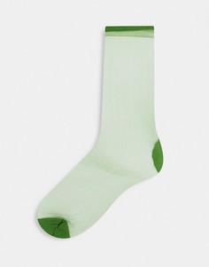 Прозрачные блестящие носки до щиколотки цвета хаки ASOS DESIGN-Зеленый цвет
