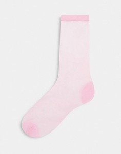 Прозрачные блестящие носки розового цвета высотой до середины голени ASOS DESIGN-Розовый цвет