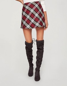 Мини-юбка в клетку бордового цвета Miss Selfridge-Красный