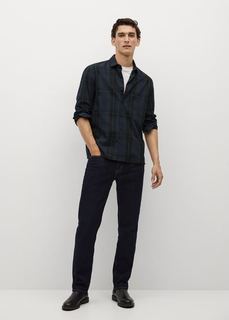 Хлопковая рубашка regular fit в клетку - Cab Mango