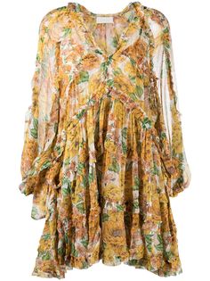 Zimmermann ярусное платье Poppy с оборками