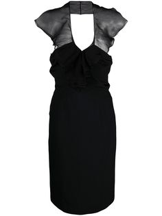 Christian Dior приталенное платье pre-owned с оборками