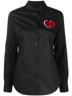 Love Moschino рубашка с длинными рукавами и нашивкой-логотипом