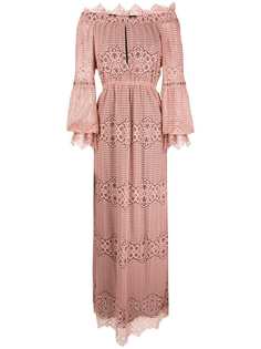 Pinko off-shoulder lace maxi dress