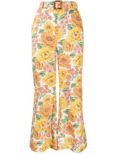 Zimmermann расклешенные брюки Poppy с цветочным принтом