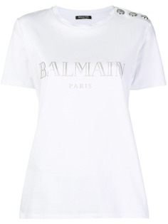 Balmain футболка на пуговицах с логотипом