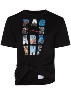 Paco Rabanne футболка со сборками и логотипом