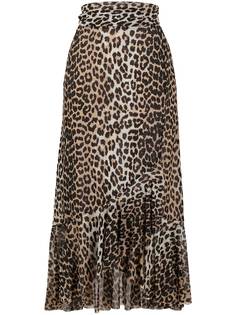 GANNI юбка с леопардовым принтом и завязками