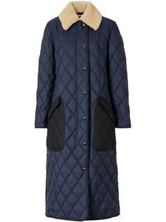 Burberry стеганое пальто со съемным флисовым воротником