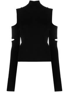MM6 Maison Margiela трикотажный топ с высоким воротником и вырезами