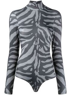 Atu Body Couture боди из джерси с высоким воротником и зебровым принтом
