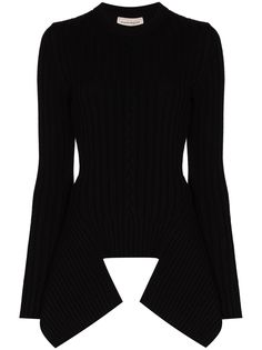 Alexander McQueen свитер в рубчик с баской и разрезами