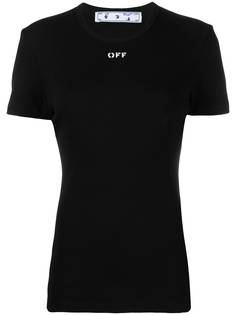 Off-White футболка в рубчик с логотипом