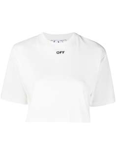 Off-White укороченная футболка в рубчик с логотипом