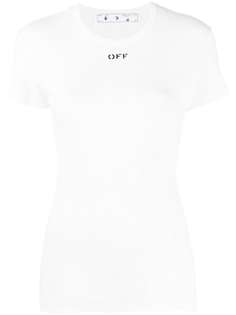 Off-White базовая футболка в рубчик