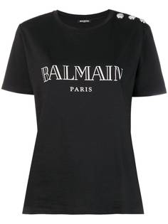 Balmain футболка на пуговицах с логотипом