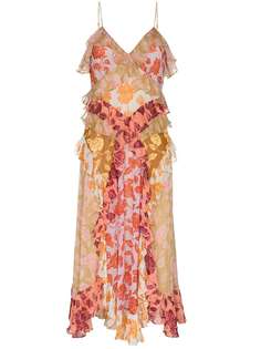 Zimmermann платье макси Lovestruck с цветочным принтом и оборками