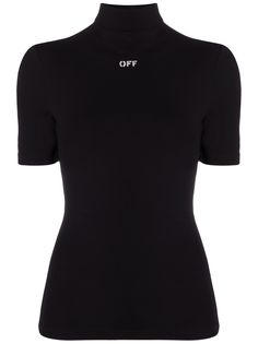 Off-White футболка с логотипом и высоким воротником