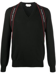 Alexander McQueen пуловер с V-образным вырезом и логотипом