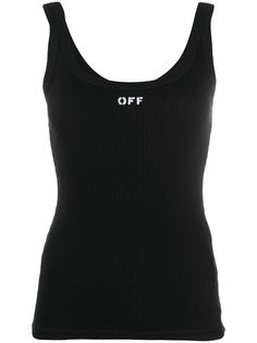 Off-White топ в рубчик с логотипом