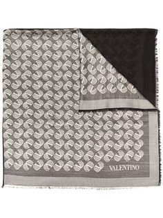 Valentino шарф с бахромой и логотипом