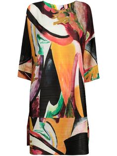 Pleats Please Issey Miyake плиссированное платье с абстрактным принтом