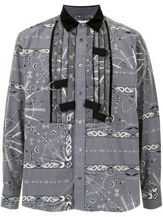 Sacai рубашка с принтом и ремешками