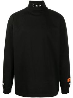 Heron Preston толстовка с вышивкой и высоким воротником