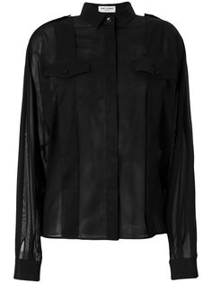 Saint Laurent полупрозрачная рубашка с широкими рукавами
