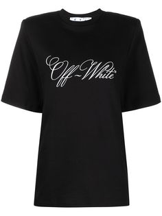Off-White футболка с объемными плечами и логотипом
