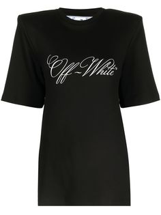 Off-White футболка с объемными плечами и логотипом