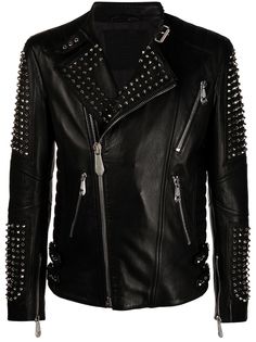 Philipp Plein байкерская куртка на молнии с заклепками