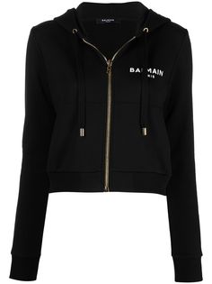 Balmain худи на молнии с логотипом