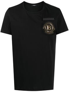 Balmain футболка с нашивкой-логотипом